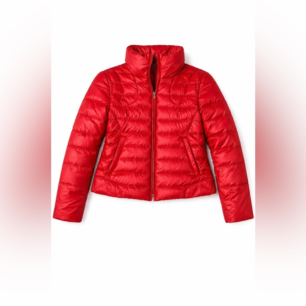 Guess Orange-Red Quilted Puffer Jacket S